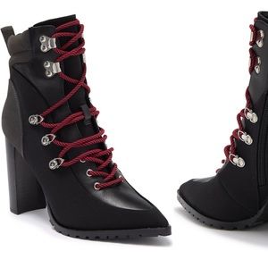 Steve Madden - Karey Leather Pointed Toe Lace-up Boots Size 9 NEW - (#0139)